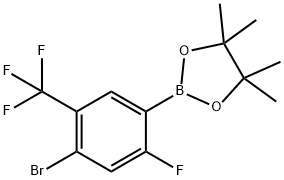2-(4-溴-2-氟-5-(三氟甲基)苯基)-4,4,5,5-四甲基-1,3,2-二氧杂硼戊烷 结构式