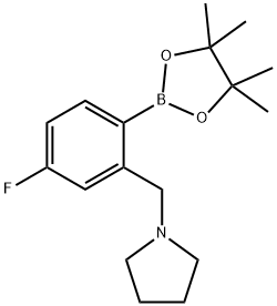 1-{[5-fluoro-2-(tetramethyl-1,3,2-dioxaborolan-2-yl)phenyl]methyl}pyrrolidine 结构式