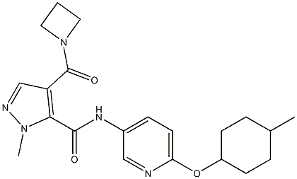 4-(azetidine-1-carbonyl)-1-Methyl-N-(6-(((1r,4r)-4-Methylcyclohexyl)oxy)pyridin-3-yl)-1H-pyrazole-5-carboxaMide 结构式