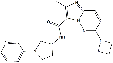 6-(azetidin-1-yl)-2-Methyl-N-(1-(pyridin-3-yl)pyrrolidin-3-yl)iMidazo[1,2-b]pyridazine-3-carboxaMide 结构式