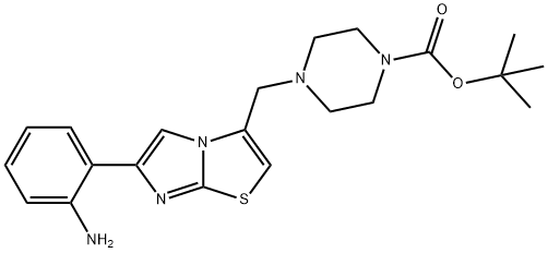 2-[3-[(4-BOC-1-哌嗪基)甲基]咪唑并[2,1-B]噻唑-6-基]苯胺 结构式