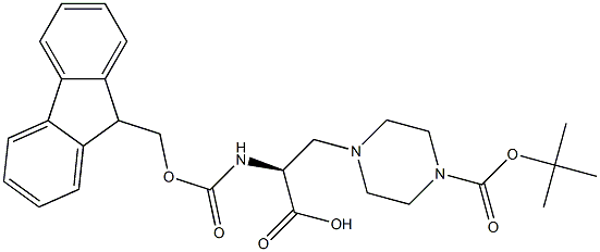 (S)-1-BOC-4-(2-FMOC-AMINO-2-CARBOXYETHYL) PIPERAZINE 结构式