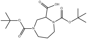 1,4-bis(tert-butoxycarbonyl)-1,4-diazepane-2-carboxylic acid 结构式