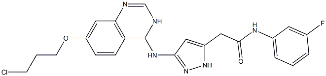 2-(3-(7-(3-chloropropoxy)-3,4-dihydroquinazolin-4-ylaMino)-1H-pyrazol-5-yl)-N-(3-fluorophenyl)acetaMide 结构式
