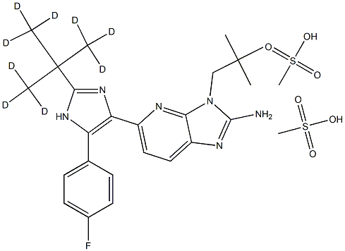 5-[2-(1,1-DiMethylethyl-d9)-5-(4-fluorophenyl)-1H-iMidazol-4-yl]-3-(2,2-diMethylpropyl)-3H-iMidazo[4,5-b]pyridin-2-aMine DiMethanesulfonate 结构式