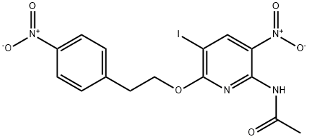 N-(5-碘-3-硝基-6-(4-硝基苯乙氧基)吡啶-2-基)乙酰胺 结构式