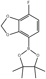 2-(7-Fluoro-2H-1,3-benzodioxol-4-yl)-4,4,5,5-tetramethyl-1,3,2-dioxaborolane 结构式