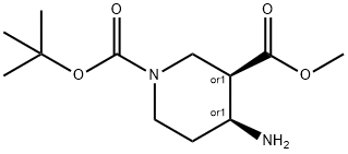 顺式-1-BOC-4-氨基哌啶-3-甲酸甲酯 结构式