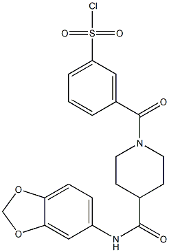 3-(4-(benzo[d][1,3]dioxol-5-ylcarbaMoyl)piperidine-1-carbonyl)benzene-1-sulfonyl chloride 结构式