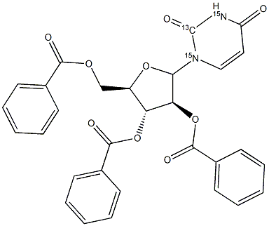 1-D-Arabinofuranosyl-1H-pyriMidine-2,4-dione 13C,15N2 2',3',5'-Tribenzoate 结构式