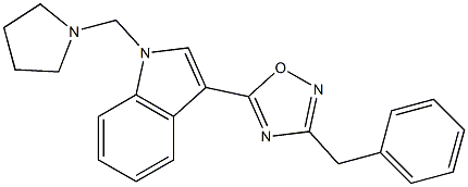 3-苄基-5-(1-(吡咯烷-1-基甲基)-1H-吲哚-3-基)-1,2,4-恶二唑 结构式