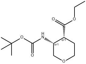 順式-3-N-BOC-氨基四氢-2H-吡喃-4-甲酸乙酯 结构式