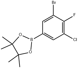 2-(3-溴-5-氯-4-氟苯基)-4,4,5,5-四甲基-1,3,2-二氧杂硼戊烷 结构式