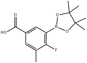 4-氟-3-甲基-5-(4,4,5,5-四甲基-1,3,2-二氧硼杂环戊烷-2-基)苯甲酸 结构式