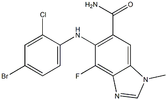 5-(4-broMo-2-chlorophenylaMino)-4-fluoro-1-Methyl-1H-benzo[d]iMidazole-6-carboxaMide 结构式