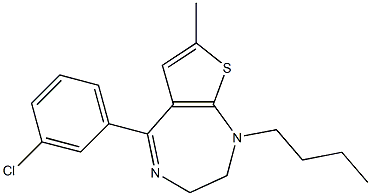 1-butyl-5-(3-chlorophenyl)-7-Methyl-2,3-dihydro-1H-thieno[2,3-e][1,4]diazepine 结构式