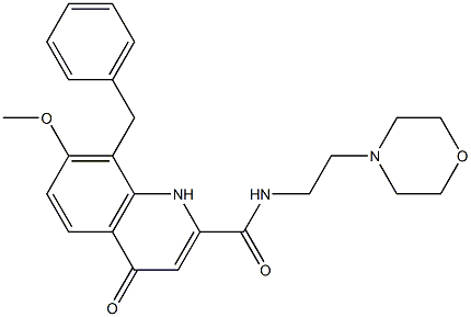 8-benzyl-7-Methoxy-N-(2-Morpholinoethyl)-4-oxo-1,4-dihydroquinoline-2-carboxaMide 结构式