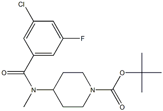 N-(tert-Butyloxycarbonyl-piperidin-4-yl)Methyl-3-chloro-5-fluorobenzaMide 结构式