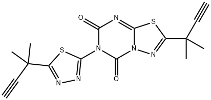 2-(2-甲基丁-3-炔-2-基)-6-(5-(2-甲基丁-3-炔-2-基)-1,3,4-噻二唑-2-基)-5H-[1,3,4]噻二唑并〔3,2-Α] [1,3,5]三嗪-5,7(6H)-二酮 结构式