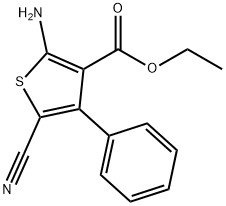 2-氨基-5-氰基-4-苯噻吩-3-甲酸乙酯 结构式