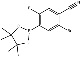 2-溴-5-氟-4-(4,4,5,5-四甲基-1,3,2-二氧硼杂环戊烷-2-基)苯腈 结构式