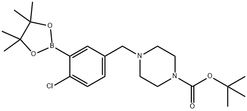 4-(4-氯-3-(4,4,5,5-四甲基-1,3,2-二氧硼杂环戊烷-2-基)苯基)哌嗪-1-羧酸叔丁酯 结构式