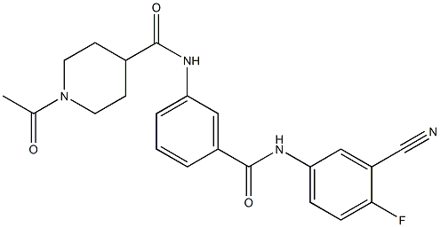 1-acetyl-N-(3-((3-cyano-4-fluorophenyl)carbaMoyl)phenyl)piperidine-4-carboxaMide 结构式