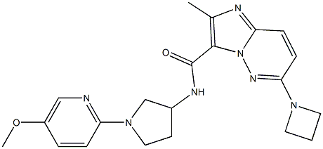 6-(azetidin-1-yl)-N-(1-(5-Methoxypyridin-2-yl)pyrrolidin-3-yl)-2-MethyliMidazo[1,2-b]pyridazine-3-carboxaMide 结构式