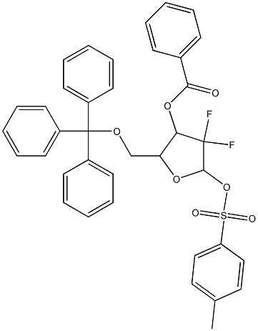 Benzoic acid 4,4-difluoro-5-(toluene-4-sulfonyloxy)-2-trityloxyMethyl-tetrahydro-furan-3-yl ester 结构式