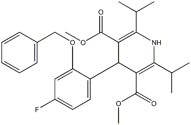 2,6-二甲基-4-(2-(苄氧基)-4-氟苯基)-2,6-二异丙基-1,4-二氢吡啶-3,5-二羧酸酯 结构式