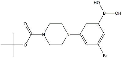 3-溴-5-(4-BOC-哌嗪基)苯基硼酸 结构式