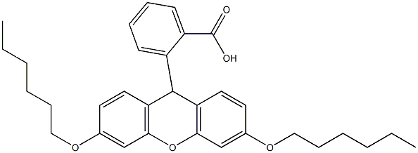 2-(3,6-二正己基氧基占吨-9-基)安息香酸 结构式