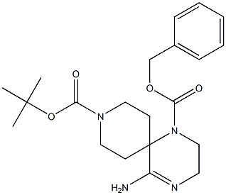 1-benzyl 9-tert-butyl 5-aMino-1,4,9-triazaspiro[5.5]undec-4-ene-1,9-dicarboxylate 结构式