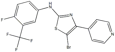 5-broMo-N-(4-fluoro-3-(trifluoroMethyl)phenyl)-4-(pyridin-4-yl)thiazol-2-aMine 结构式