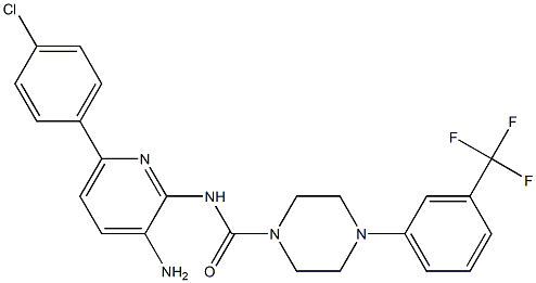 N-(3-aMino-6-(4-chlorophenyl)pyridin-2-yl)-4-(3-(trifluoroMethyl)phenyl)piperazine-1-carboxaMide 结构式