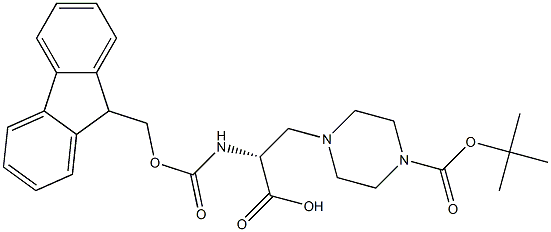 (R)-1-BOC-4-(2-FMOC-AMINO-2-CARBOXYETHYL)PIPERAZINE 结构式