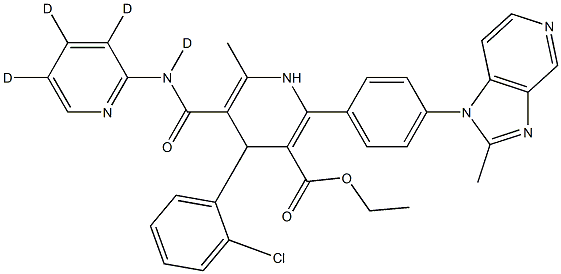 4-(2-Chlorophenyl)-1,4-dihydro-6-Methyl-2-[4-(2-Methyl-1H-iMidazo[4,5-c]pyridin-1-yl)phenyl]-5-[(2-pyridinylaMino-d4)carbonyl]-3-pyridinecarboxylic Acid Ethyl Ester 结构式