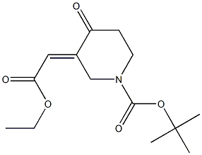 (E)-Tert-butyl 3-(2-ethoxy-2-oxoethylidene)-4-oxopiperidine-1-carboxylate 结构式