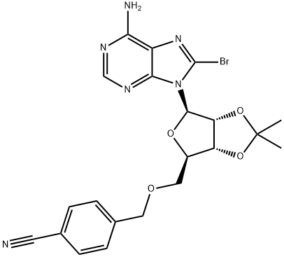 8-溴-5'-O-[(4-氰基苯基)甲基]-2',3'-O-(异丙亚基)腺苷 结构式