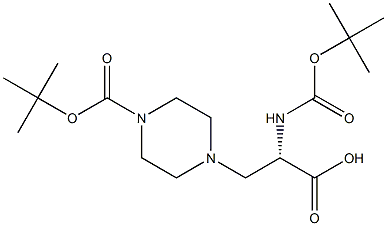(S)-3-(4-N-BOC-哌嗪-1-基)-2-(N-BOC-氨基)-丙氨酸 结构式