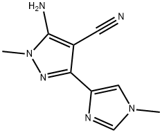 5-aMino-1-Methyl-3-(1-Methyl-1H-iMidazol-4-yl)-1H-pyrazole-4-carbonitrile 结构式