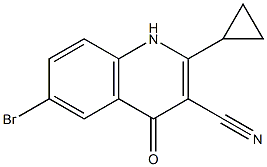 6-broMo-2-cyclopropyl-4-oxo-1,4-dihydroquinoline-3-carbonitrile 结构式