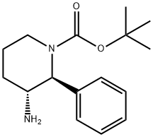 trans-tert-butyl 3-aMino-2-phenylpiperidine-1-carboxylate 结构式