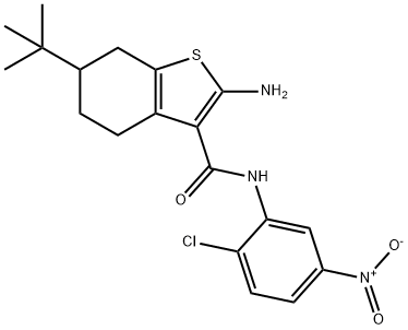 2-氨基-6-叔丁基-N-(2-氯-5-硝基苯基)-4,5,6,7-四氢-1-苯并噻吩-3-甲酰胺 结构式