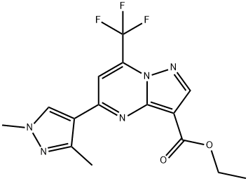 5-(1,3-二甲基-1H-吡唑-4-基)-7-(三氟甲基)吡唑[1,5-A]嘧啶-3-甲酸乙酯 结构式