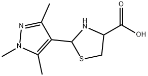 2-(1,3,5-trimethyl-1H-pyrazol-4-yl)-1,3-thiazolidine-4-carboxylic acid 结构式