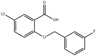 5-chloro-2-[(3-fluorobenzyl)oxy]benzoic acid 结构式