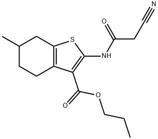 2-(2-氰基乙酰基氨基)-6-甲基-4,5,6,7-四氢-1-苯并噻吩-3-甲酸丙酯 结构式