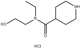 N-Ethyl-N-(2-hydroxyethyl)-4-piperidinecarboxamide hydrochloride 结构式