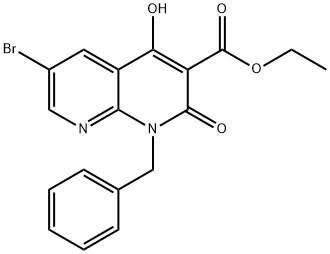 Ethyl 1-benzyl-6-bromo-4-hydroxy-2-oxo-1,2-dihydro[1,8]naphthyridine-3-carboxylate 结构式